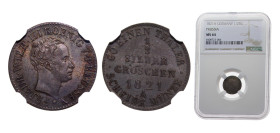 Germany Kingdom of Prussia 1821A ½ Silber Groschen - Friedrich Wilhelm III, Top Pop Billon (.222 silver) Berlin 1.096g NGC MS64 KM409 AKS30 Olding FR1...