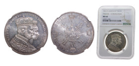 Germany Kingdom of Prussia German states 1861A 1 Thaler - Wilhelm I (Coronation) Silver (.900) Berlin mint 18.52g NGC MS64 KM488 AKS116 Olding FR403 N...