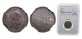 Germany Kingdom of Prussia German states 1868A 2½ Silber Groschen - Wilhelm I Billon (.375 silver) Berlin mint 3.221g NGC MS63 KM486 AKS102 J90 Olding...