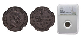 Germany Kingdom of Prussia German states 1870A ½ Silber Groschen - Wilhelm I Billon (.222 silver) Berlin mint 1.098g NGC MS63 KM484 Olding FR416, 419,...