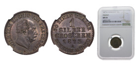 Germany Kingdom of Prussia German states 1873A 1 Silbergroschen - Wilhelm I Billon (.220 silver) Berlin mint 2.196g NGC MS64 KM485 AKS103 Olding FR415...