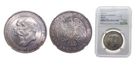 Germany Kingdom of Prussia Second Empire 1911A 3 Mark - Wilhelm II (Wroclaw University) Silver (.900) Berlin mint 16.67g NGC MS63 KM531 J108