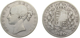 Great Britain 1844 1 Crown - Victoria (1st portrait) Silver (.925) (94200) 27.4g VF KM741 Sp3882