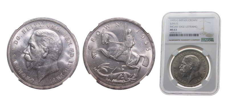 Great Britain 1935 1 Crown - George V (Silver Jubilee) Silver (.500) Royal mint ...