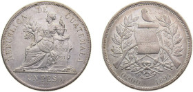 Guatemala Republic 1894 1 Peso Silver (.900) Guatemala City mint 25g AU KM210