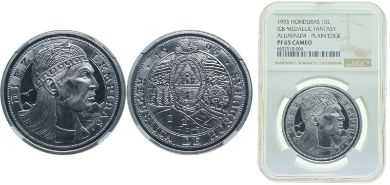 Honduras Republic 1995 10 Lempiras, Fantasy items Aluminium NGC PF65 XPn4