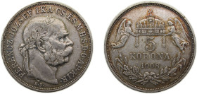 Hungary Austro-Hungarian Empire 1908KB 5 Korona - I. Ferenc József (Franz Joseph I - 1848/1867-1916) Silver (.900) Kremnica / Körmöcbánya / Kremnitz m...