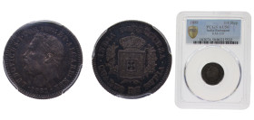 India India - Portuguese colony ¼ Rupia - Luíz I (Calcutta mint) Silver (.920) 2.9g PCGS AU50 KM310 GomesL1 12