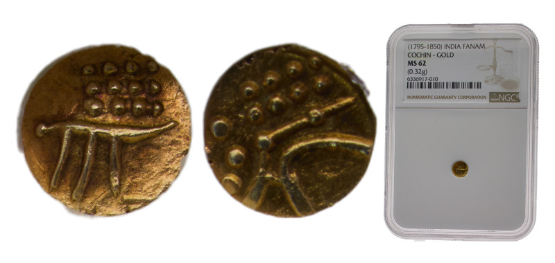 India Kingdom of Cochin Hindu Dynasties ND (1795-1850) 1 Fanam Gold (.585) 0.375...