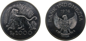 Indonesia Republic 1974 2000 Rupiah (Javan Tiger) Silver (.500) Royal mint 25.31g BU KM39 Schön29