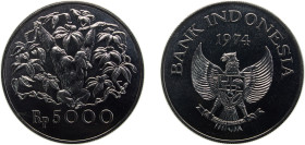 Indonesia Republic 1974 5000 Rupiah (Orangutan) Silver (.500) Royal mint 31.65g BU KM40 Schön30