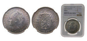 Indonesia Netherlands East Indies Dutch colony 1943D 2½ Gulden - Wilhelmina Silver (.720) (Copper .280) 25g NGC MS64 KM331