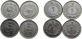 Iran Empire 1963-1978 2 Rials - Mohammad Rezā Pahlavī, 4 Lots Copper-nickel 3g UNC
