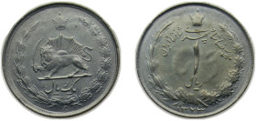 Iran Empire SH1323 (1944) 1 Rial - Mohammad Rezā Pahlavī Silver (.600) 1.6g UNC KM1143