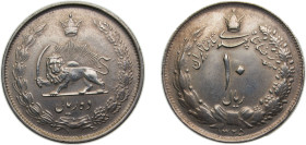 Iran Empire SH1325 (1946) 10 Rials - Mohammad Rezā Pahlavī Silver (.600) 16g AU KM1146