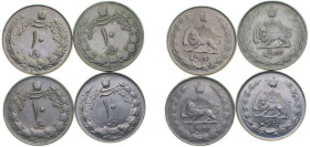Iran Empire 1956-1964 10 Rials - Mohammad Rezā Pahlavī, 4 Lots Copper-nickel XF