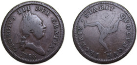 Isle of Man British dependency 1786 1 Penny - George III Copper 15.6g VF KM9
