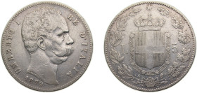 Italy Kingdom 1879R 5 Lire - Umberto I Silver (.900) Rome 25g VF KM20