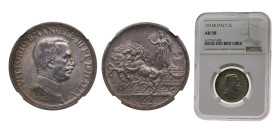 Italy Kingdom 1915R 2 Lire - Vittorio Emanuele III Silver (.835) Rome mint 10g NGC AU58 KM55