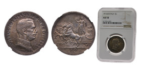 Italy Kingdom 1916R 2 Lire - Vittorio Emanuele III Silver (.835) Rome mint 10g NGC AU58 KM55