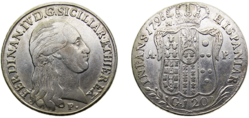 Italy Kingdom of Naples Italian states 1798P//A-P 120 Grana - Ferdinando IV Silv...