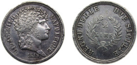 Italy Kingdom of Naples Italian states 1812 2 Lire - Joachim Murat Silver (.900) 10g AU KM258 MIR442