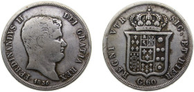 Italy Kingdom of the Two Sicilies Italian states 1836 60 Grana - Ferdinando II (1st portrait) Silver (.833) 13.77g VF KM308 MIR505