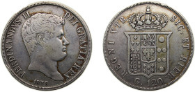 Italy Kingdom of the Two Sicilies Italian states 1838 120 Grana - Ferdinando II Silver (.833) 27.53g VF KM325 Dav ECT173 MIR500 C153a