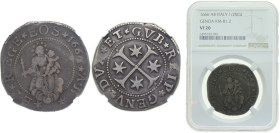 Italy Republic of Genoa Italian states 1666AB KM#81.1 ½ Scudo Top Pop Silver (.888) 18.4g NGC VF20 KM81.2