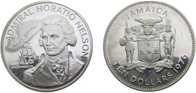 Jamaica Commonwealth 1976FM 10 Dollars (Horatio Nelson; silver proof) Silver (.925) The Franklin Mint 42.8g PF KM71a Schön40a