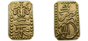 Japan Tokugawa Shogunate ND (1832-1858) 2 Shu - Ninkō, Tempo Gold (.298) Edo mint 1.64g AU C18 JNDA09-43 DHJ8.50