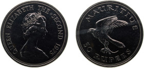 Mauritius British crown colony 1975 50 Rupees - Elizabeth II (Mauritius Kestrel) Silver (.500) Royal mint 32.15g BU KM41 Schön41