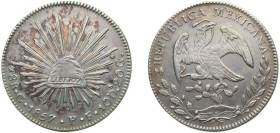 Mexico Federal Republic 1857Go PF 8 Reales Silver (.903) Guanajuato mint 27.07g AU KM377.8