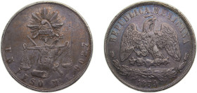 Mexico Federal republic 1870Mo C 1 Peso Silver (.903) Mexico City mint 26.9g XF KM408