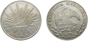 Mexico Federal Republic 1881Pi MH 8 Reales Silver (.903) San Luis Potosi mint 27.07g AU KM377.12