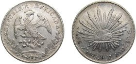 Mexico Federal republic 1895Zs FZ 8 Reales Silver (.903) Zacatecas mint 27g XF KM377.13
