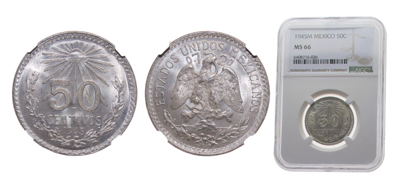 Mexico United Mexican States 1945M 50 Centavos Silver (.720) Mexico City mint 8....