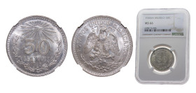 Mexico United Mexican States 1945M 50 Centavos Silver (.720) Mexico City mint 8.33g NGC MS66 KM447