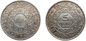 Morocco French Protectorate 1352 (1934) 5 Francs - Mohammed V Silver (.680) Paris mint 5g XF Y37