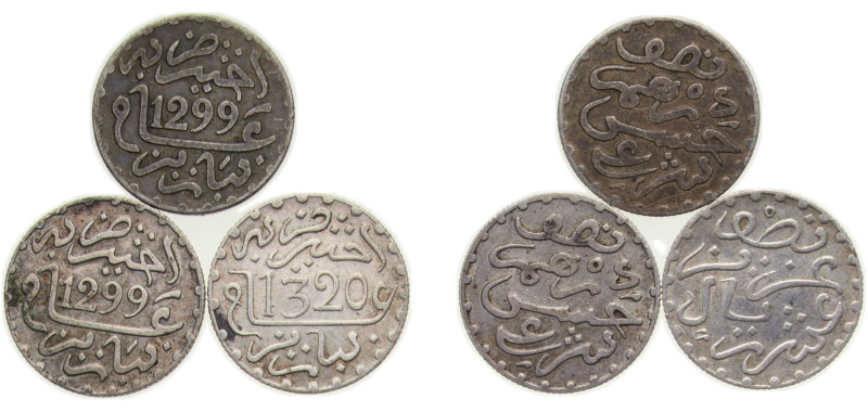 Morocco Sultanate 1882-1903 ½ Dirham - Moulay al-Hasan I & Abd al-Aziz, 3 Lots S...