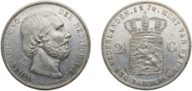 Netherlands Kingdom 1874 2½ Gulden - Willem III Silver (.945) 25g AU KM82