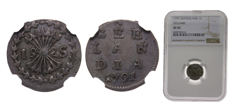 Netherlands Province of Zeeland Dutch Republic 1791♜ 1 Stuiver "Bezemstuiver" Si...
