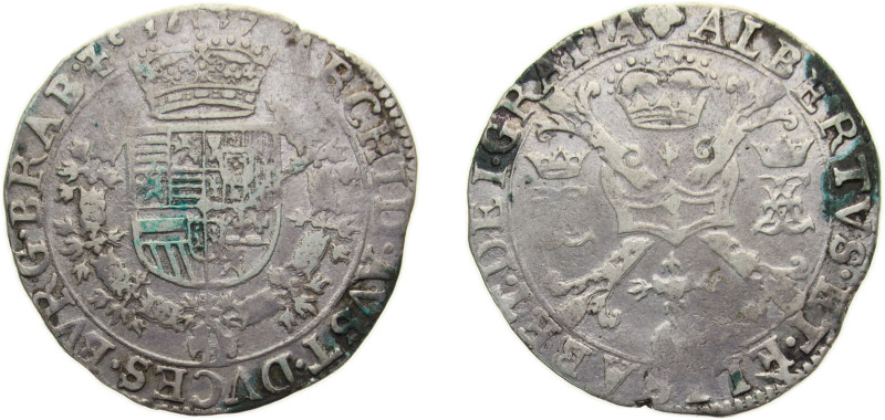 Netherlands Spanish Netherlands Duchy of Brabant 1617 ½ Patagon - Albert & Isabe...