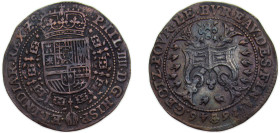 Netherlands Spanish Netherlands Possession 1646 Token/Rekenpennig - Philippe IV Billion Brussels mint 4.84g AU Mitchiner2641; Dugniolle4002