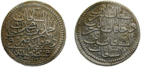 Ottoman Empire AH1115 (1704) ½ Zolota - Ahmed III Billon (.465 silver) Konstantiniyye / Qustantiniyah mint 9.7g AU KM150