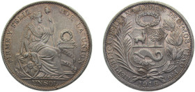 Peru Republic 1916FG 1 Sol Silver (.900) (Copper .100) Lima mint 25g XF KM196