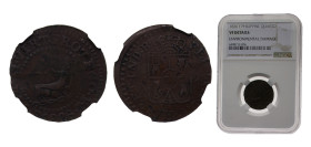 Philippines Spanish colony 1826 M F 1 Quarto - Ferdinand VII Copper Manila mint NGC VF KM7