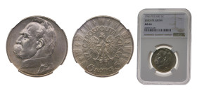 Poland First Republic 1936 5 Złotych (Józef Piłsudski) Silver (.750) Warsaw mint 11g NGC MS64 Y28 Schön27