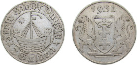 Poland Free city of Danzig 1932 2 Gulden Silver (.500) 10g XF KM155
