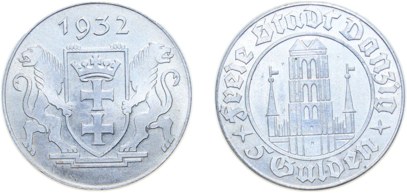 Poland Free city of Danzig 1932 5 Gulden (Marienkirche) Silver (.500) 15g UNC KM...